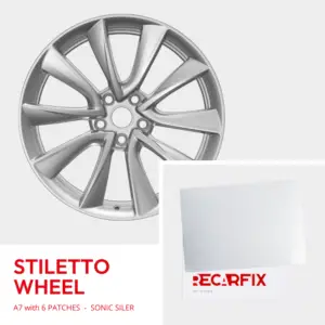 Tesla Model 3 - Velgschade patch Stiletto Wheel Sonic silver